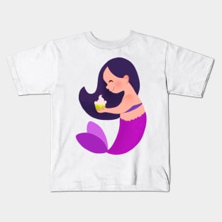 Purple Mermaid with Cupcake Kids T-Shirt